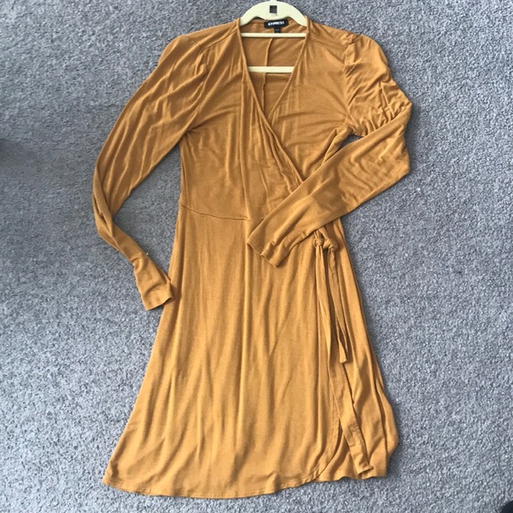 mustard wrap dress